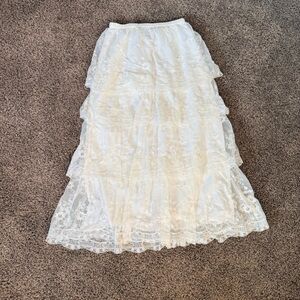 Vintage Hunt Club Cream Lace Maxi Skirt Large